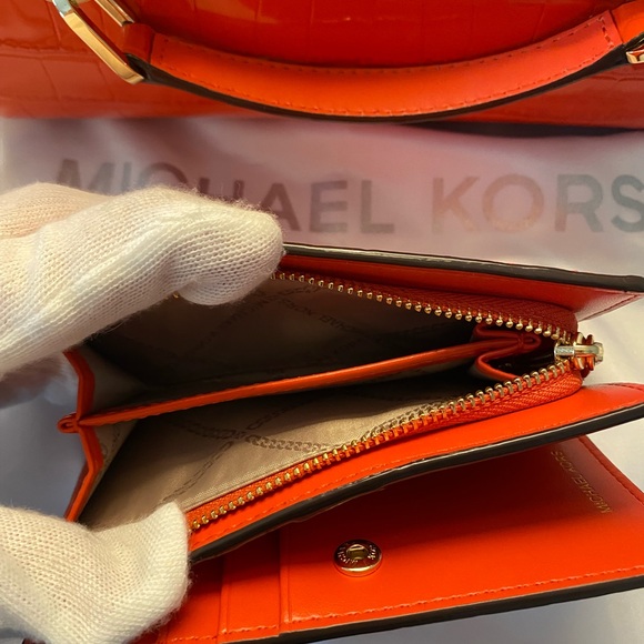 New Without Tags Michael Kors Spiced Gold Chain Coral Satchel and Wallet - Picture 14 of 16